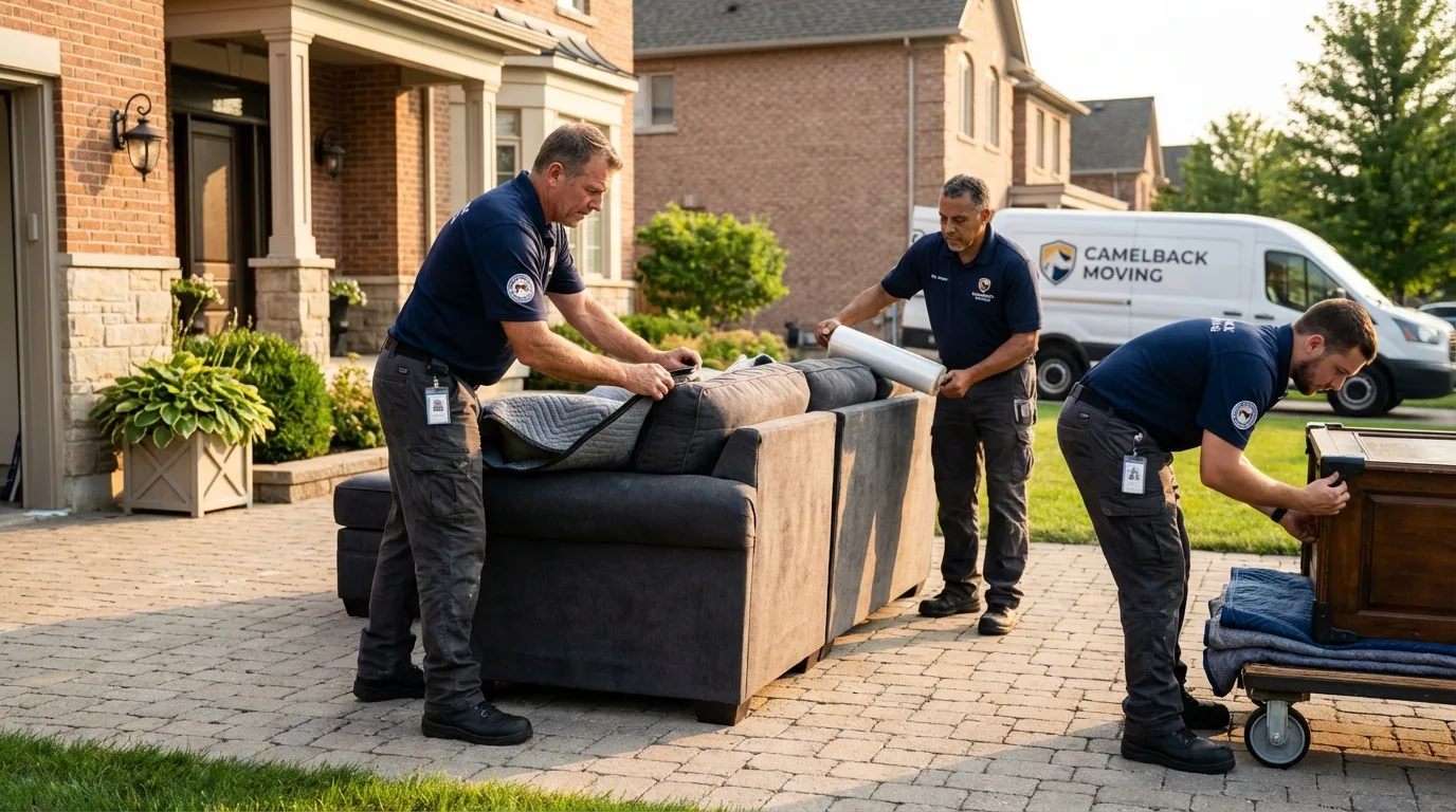 Large estate moving crew wrapping furniture in Stow, OH